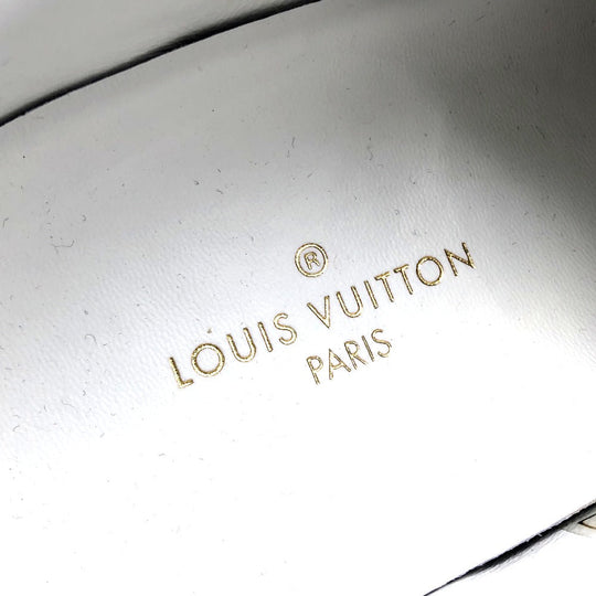 LOUIS VUITTON sneakers canvas White x navy All-over logo Trocadero sneakers mens 6.5 Used Authentic