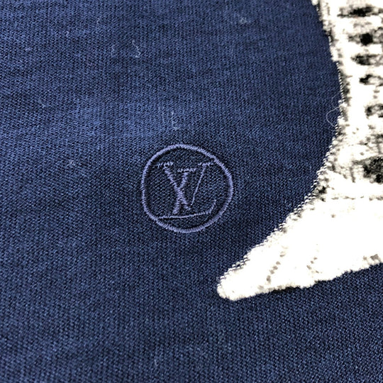 LOUIS VUITTON Short sleeve T-shirt cotton Navy Chapman tops mens S Used Authentic