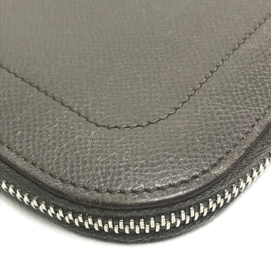 HERMES Clutch bag Epsom Gray type L-shaped fastener Zip computer