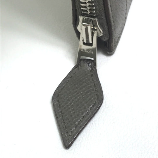 HERMES Clutch bag Epsom Gray type L-shaped fastener Zip computer
