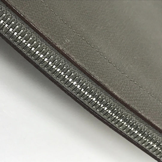 HERMES Clutch bag Epsom Gray type L-shaped fastener Zip computer