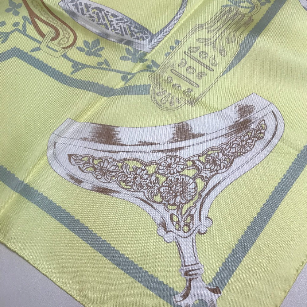 HERMES scarf silk Yellow type Carre90