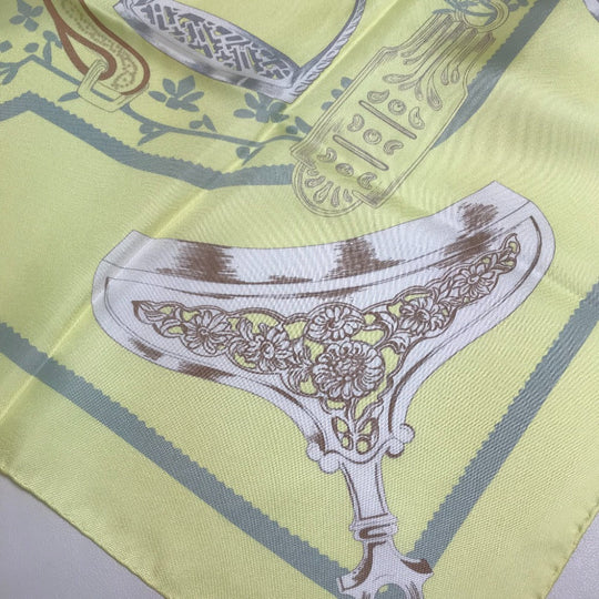 HERMES scarf silk Yellow type Carre90