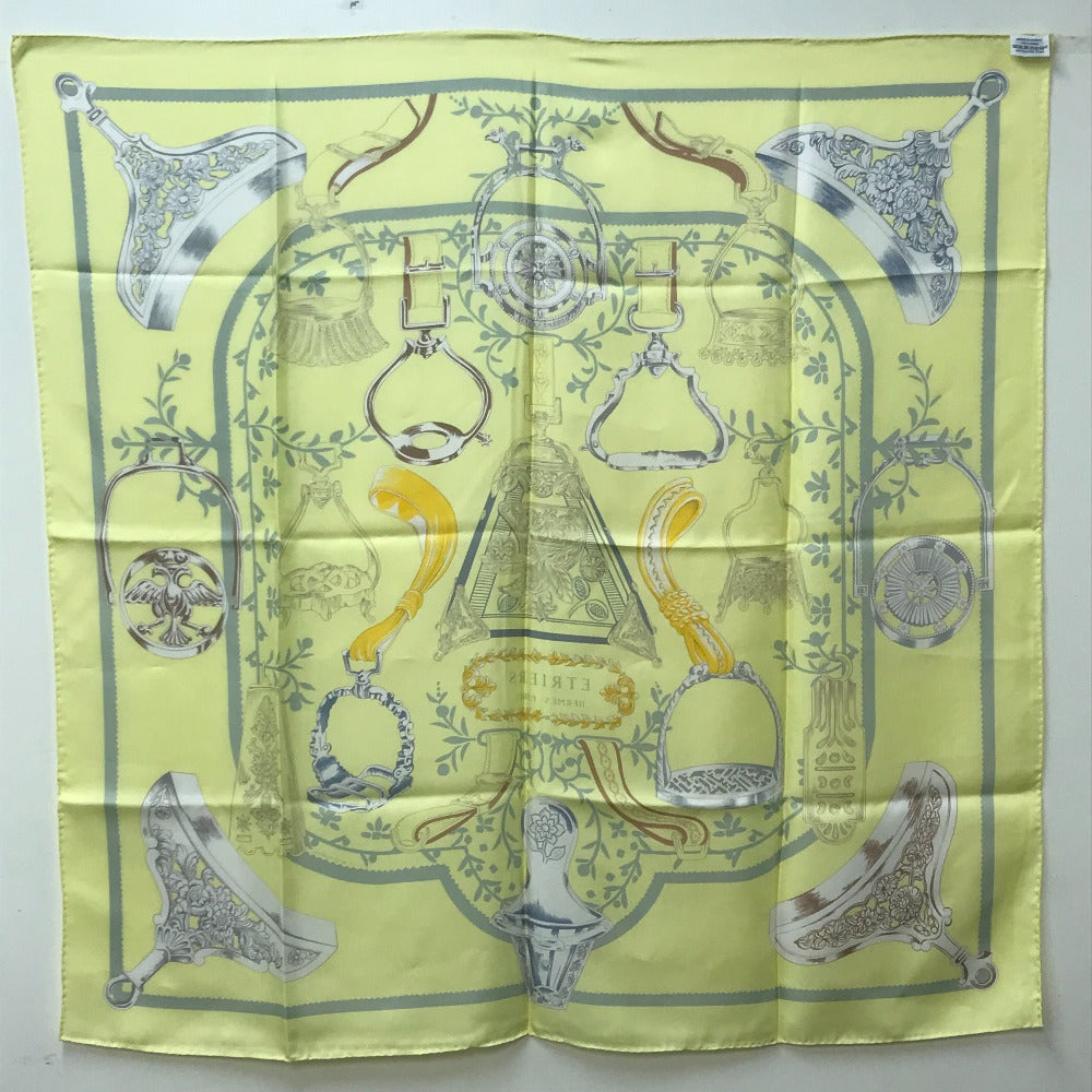 HERMES scarf silk Yellow type Carre90