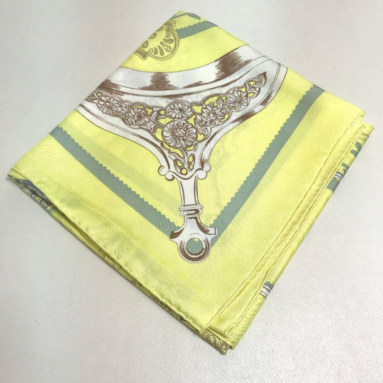 HERMES scarf silk Yellow type Carre90