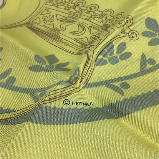 HERMES scarf silk Yellow type Carre90