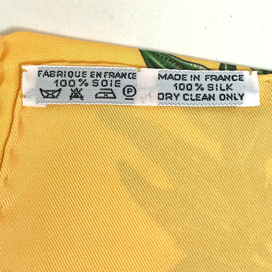 HERMES scarf silk Yellow x green Carre90 Passiflores Passion Flower Women Used Authentic