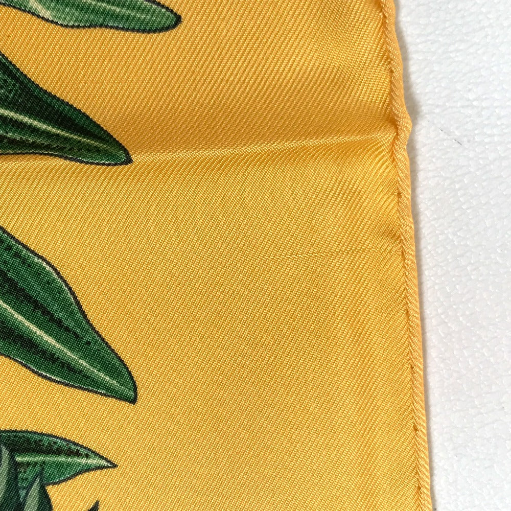 HERMES scarf silk Yellow x green Carre90 Passiflores Passion Flower Women Used Authentic
