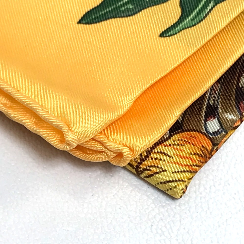 HERMES scarf silk Yellow x green Carre90 Passiflores Passion Flower Women Used Authentic