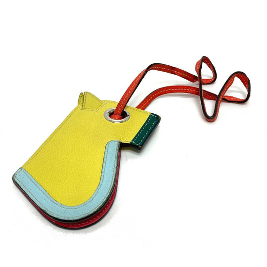 HERMES key ring Epsom yellow Horse Camille Women Used Authentic