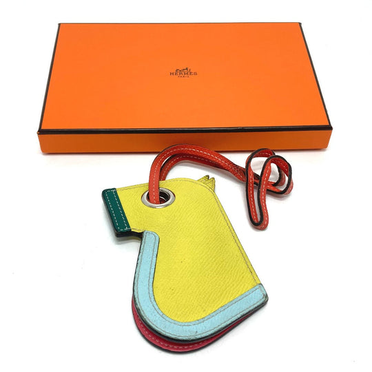 HERMES key ring Epsom yellow Horse Camille Women Used Authentic