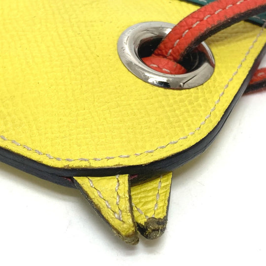 HERMES key ring Epsom yellow Horse Camille Women Used Authentic