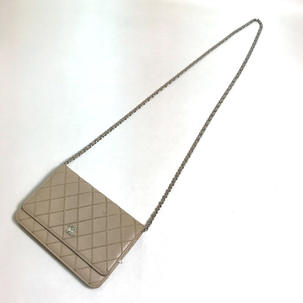 CHANEL Long Wallet Purse lambskin beige CC COCO Mark Matelasse Design Women Used Authentic