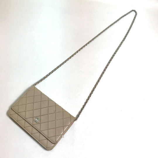 CHANEL Long Wallet Purse lambskin beige CC COCO Mark Matelasse Design Women Used Authentic