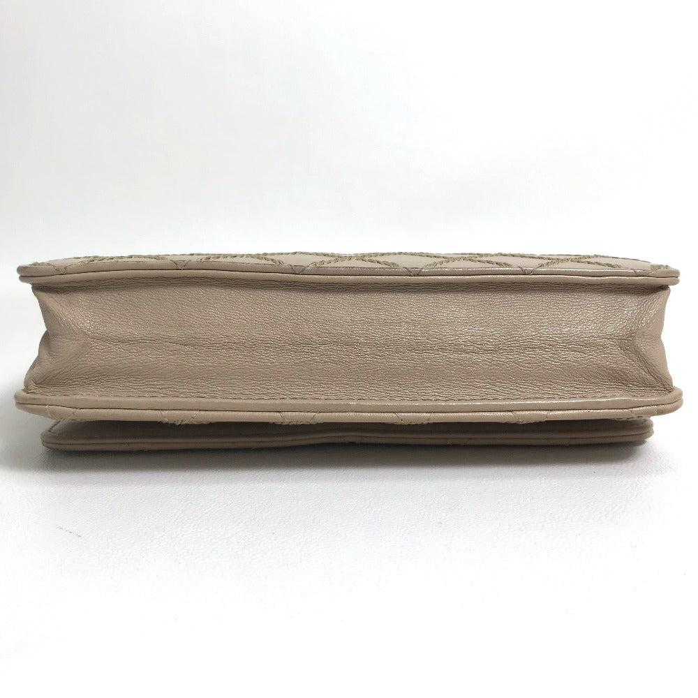 CHANEL Long Wallet Purse lambskin beige CC COCO Mark Matelasse Design Women Used Authentic