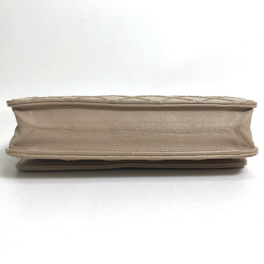 CHANEL Long Wallet Purse lambskin beige CC COCO Mark Matelasse Design Women Used Authentic