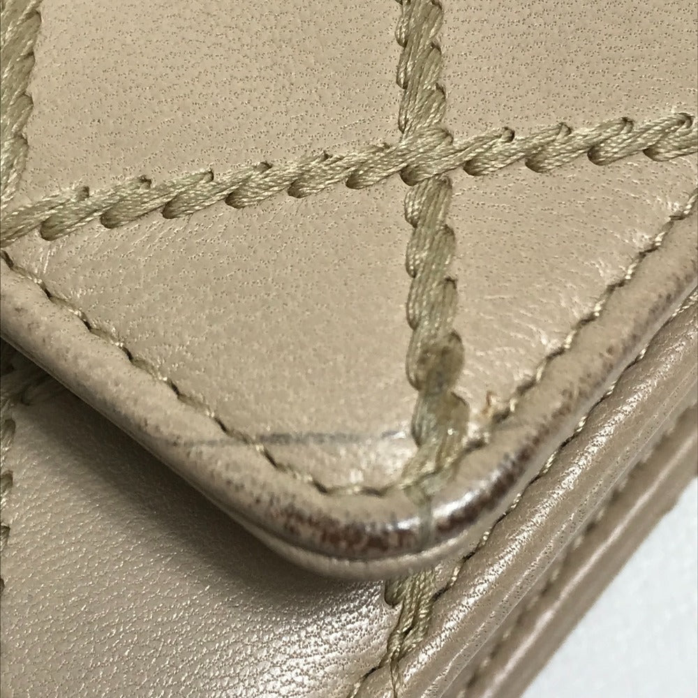 CHANEL Long Wallet Purse lambskin beige CC COCO Mark Matelasse Design Women Used Authentic