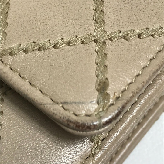 CHANEL Long Wallet Purse lambskin beige CC COCO Mark Matelasse Design Women Used Authentic