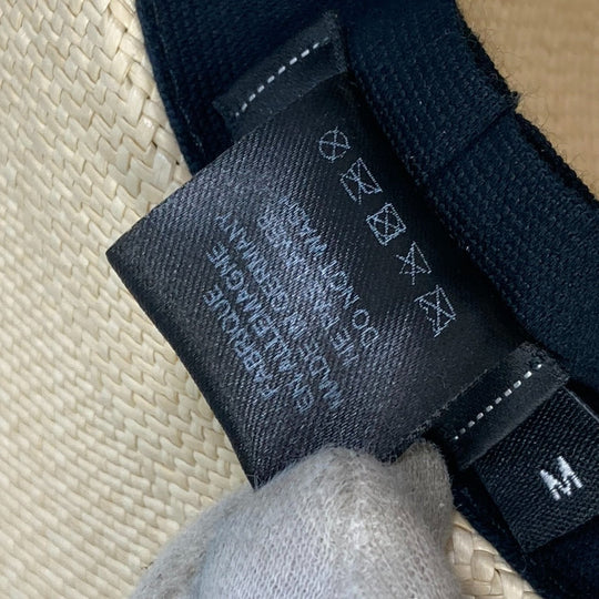 CHANEL hat straw beige CC COCO Mark Grosgrain Ribbon 19V Women M Used Authentic