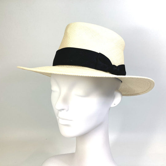 CHANEL hat straw beige CC COCO Mark Grosgrain Ribbon 19V Women M Used Authentic