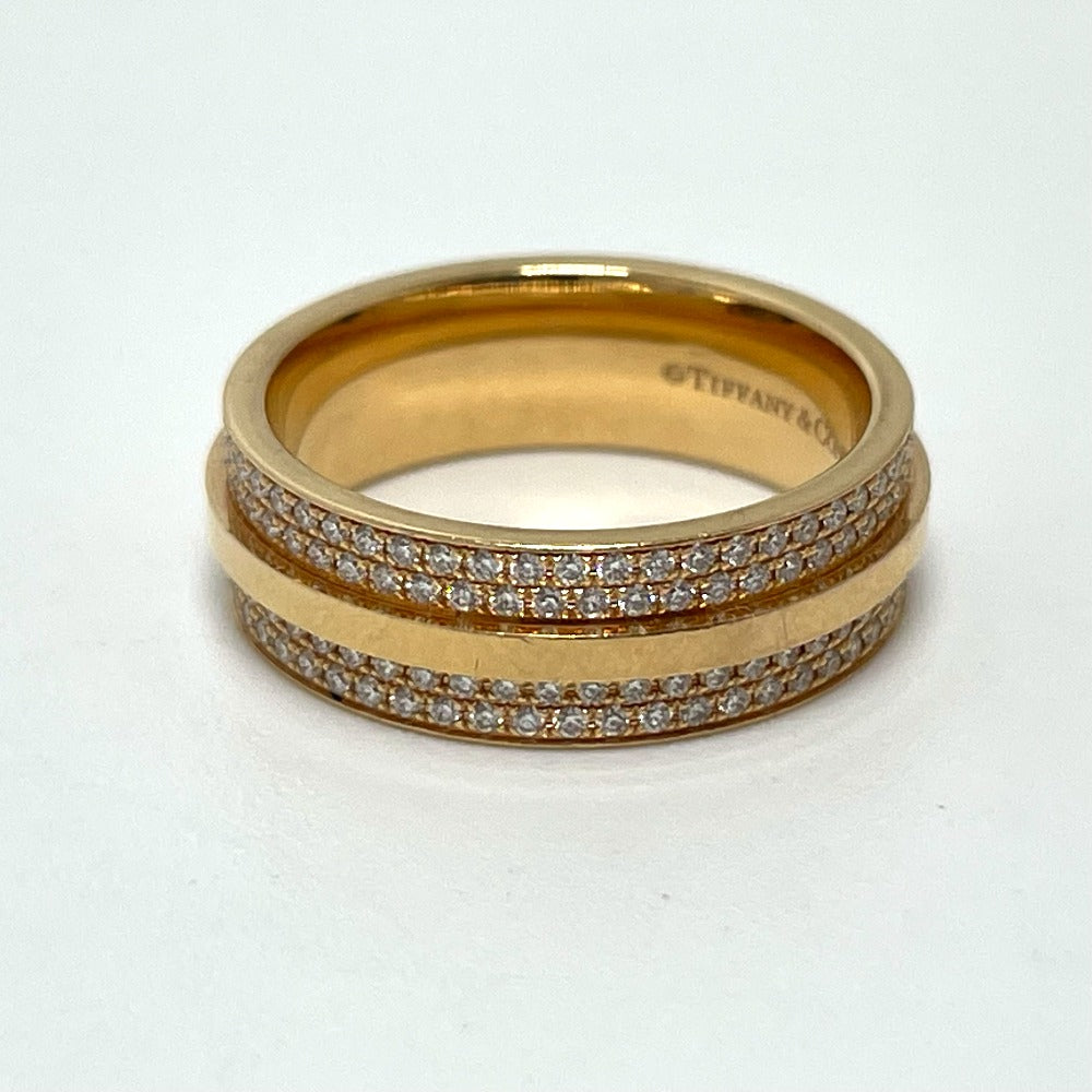TIFFANY&Co. Ring 750PG(K18PG), Diamond gold T TWO wide Women Used Authentic