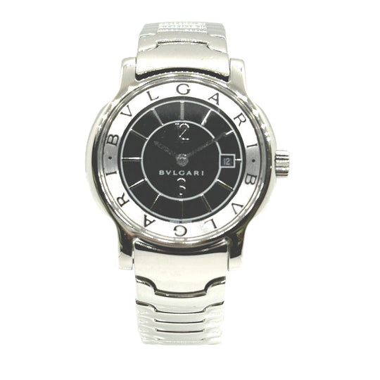 BVLGARI Watches Quartz ST29S Stainless Steel Silver Solo tempo black dial Women Used Authentic