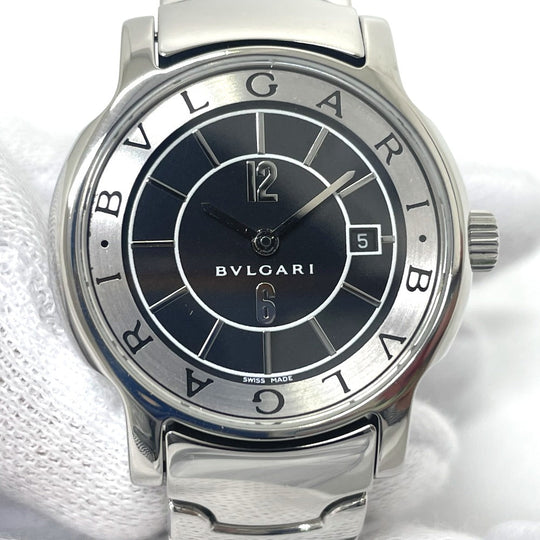 BVLGARI Watches Quartz ST29S Stainless Steel Silver Solo tempo black dial Women Used Authentic