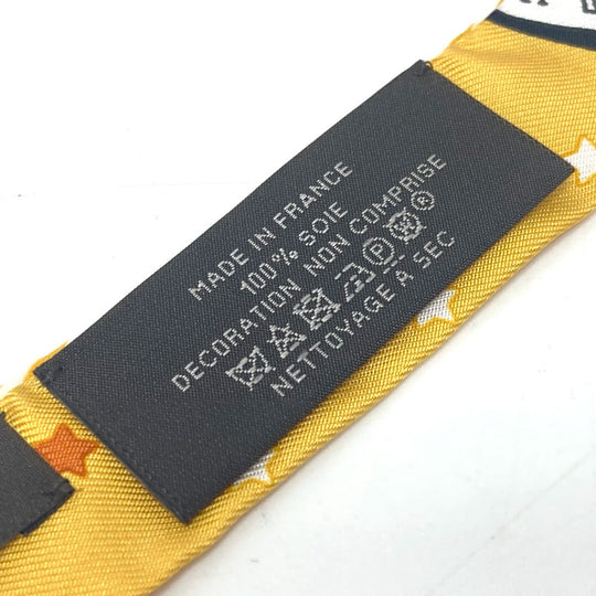 HERMES scarf silk yellow Twilly Doll Candy Herms Paris Station Women Used Authentic