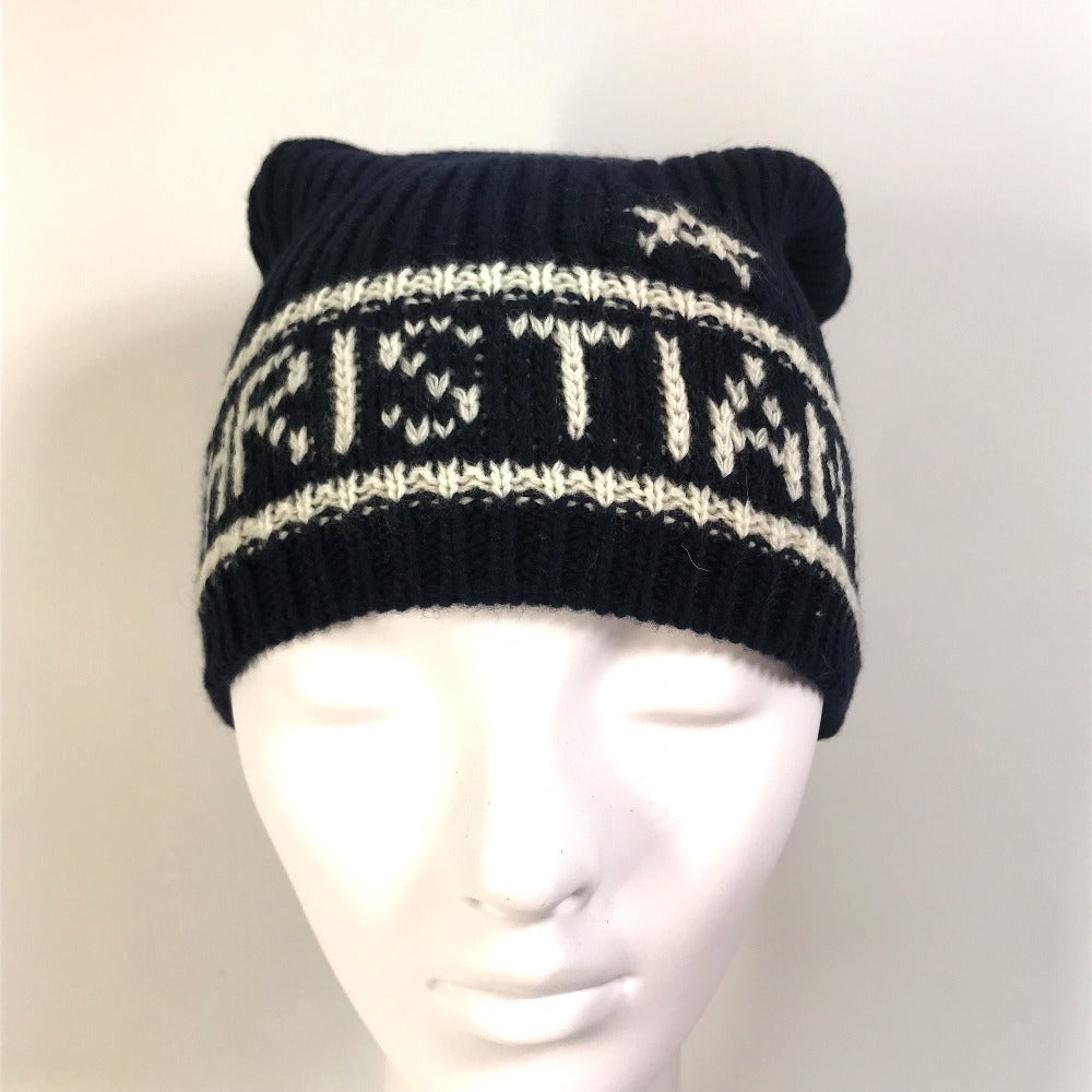Christian Dior Knit hat 31NOE714IXGH Wool / cashmere Navy logo Women U Used Authentic