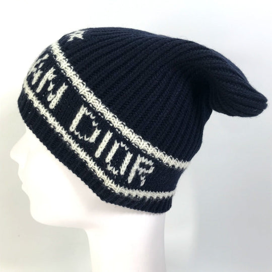 Christian Dior Knit hat 31NOE714IXGH Wool / cashmere Navy logo Women U Used Authentic