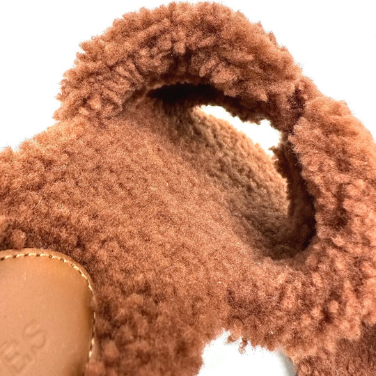 HERMES Sandals Sheepskin Brown Oran Women 37 Used Authentic