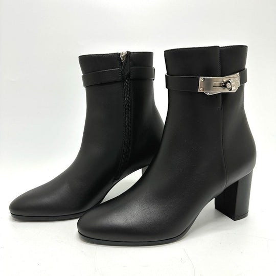 HERMES boots Calf leather black Kelly Saint Germain Women 36.5 Used Authentic