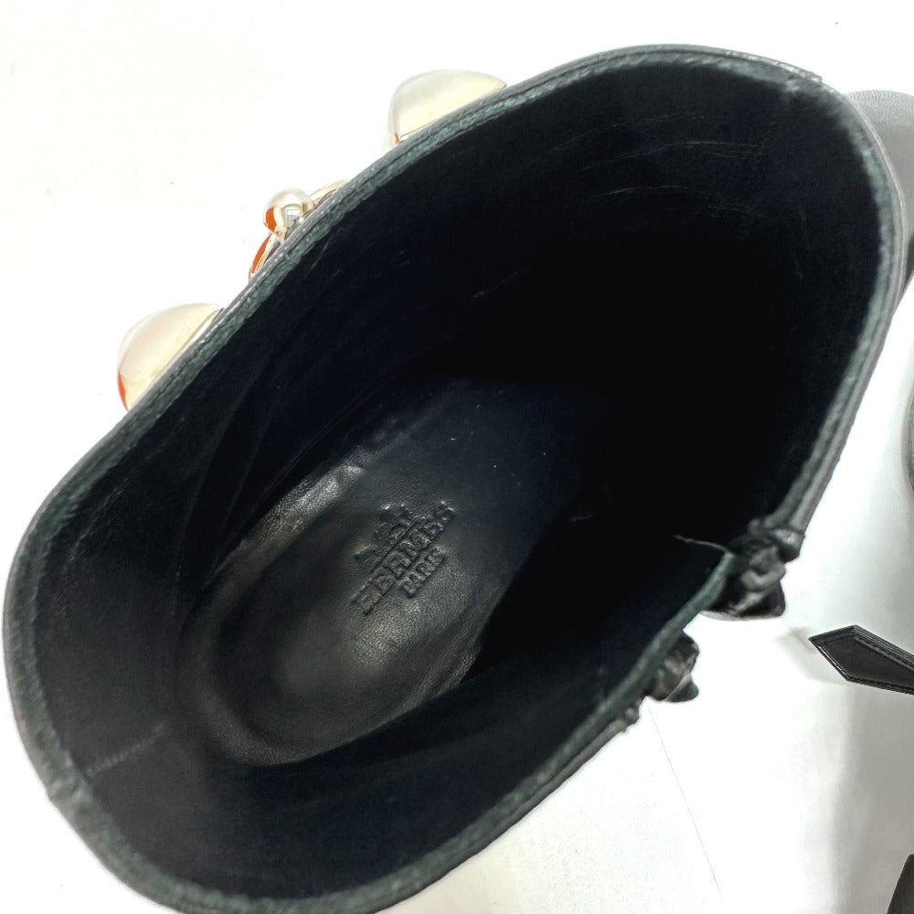 HERMES boots leather black Sistina Women 36.5 Used Authentic