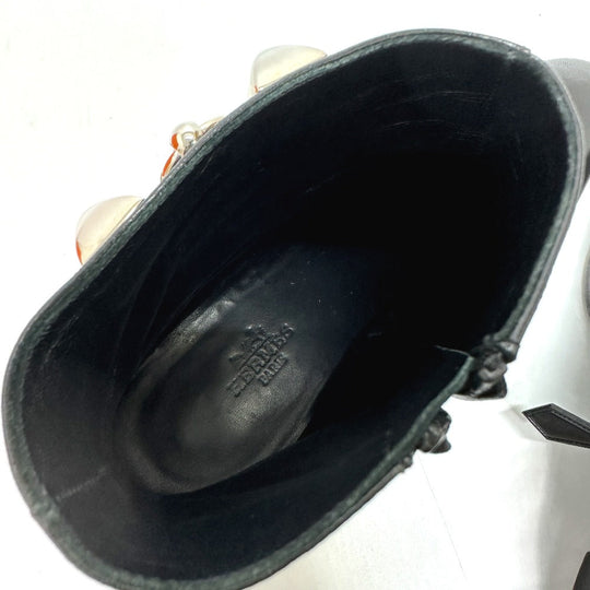 HERMES boots leather black Sistina Women 36.5 Used Authentic