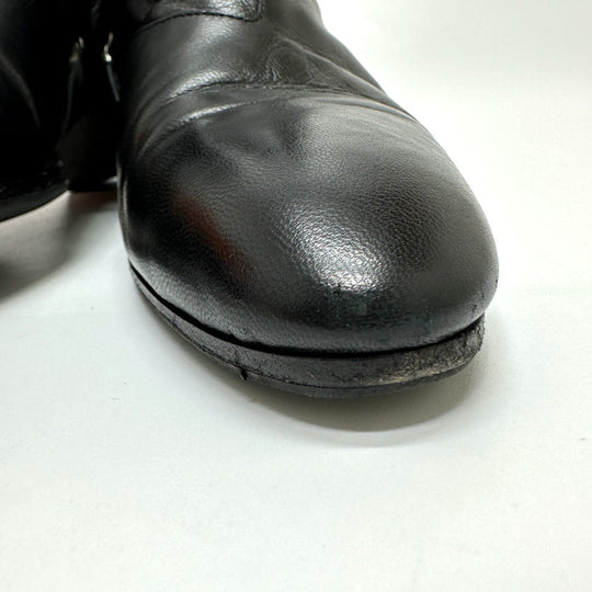 HERMES boots leather black Sistina Women 36.5 Used Authentic
