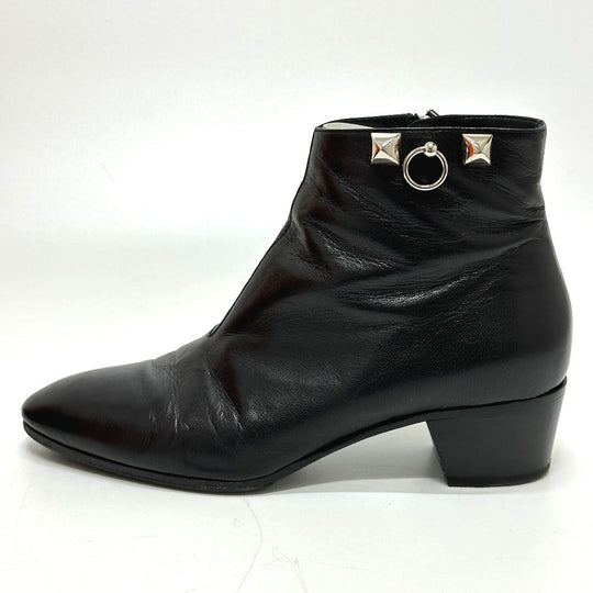 HERMES boots leather black Sistina Women 36.5 Used Authentic
