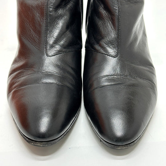 HERMES boots leather black Sistina Women 36.5 Used Authentic