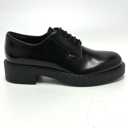 PRADA loafers , Leather black Dress shoes Women 36.5 Used Authentic