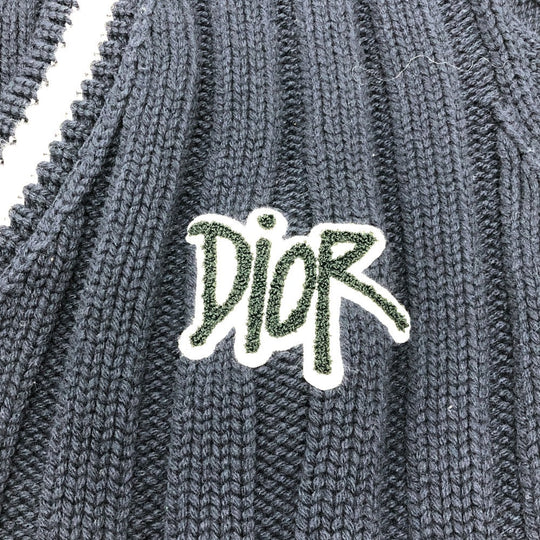 Dior sweater 033M630AT171 wool Navy x white logo Sean Stussy mens XXL Used Authentic
