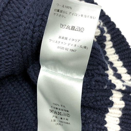Dior sweater 033M630AT171 wool Navy x white logo Sean Stussy mens XXL Used Authentic