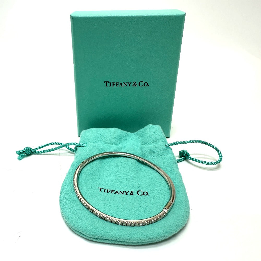TIFFANY&Co. Bangle K18WG White gold metrohinge diamond Women Used Authentic