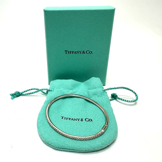 TIFFANY&Co. Bangle K18WG White gold metrohinge diamond Women Used Authentic