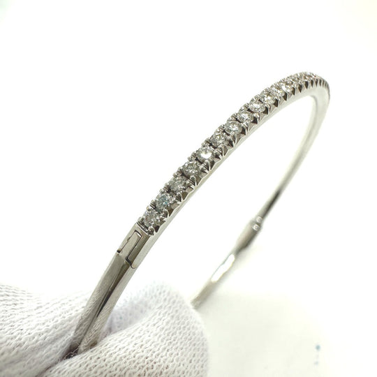 TIFFANY&Co. Bangle K18WG White gold metrohinge diamond Women Used Authentic