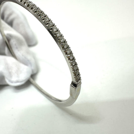TIFFANY&Co. Bangle K18WG White gold metrohinge diamond Women Used Authentic