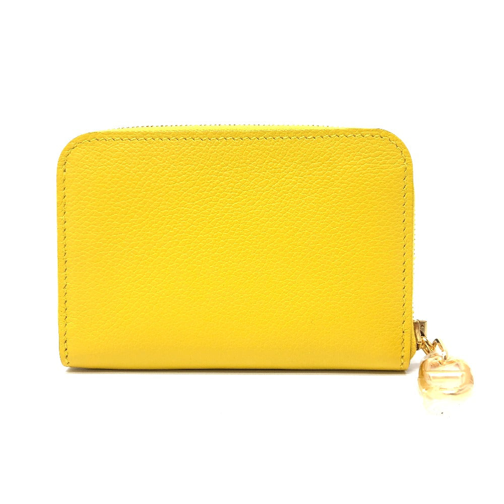 HERMES Card Case Evercolor yellow Chene Dunkle Zip Angor unisex(Unisex) Used Authentic
