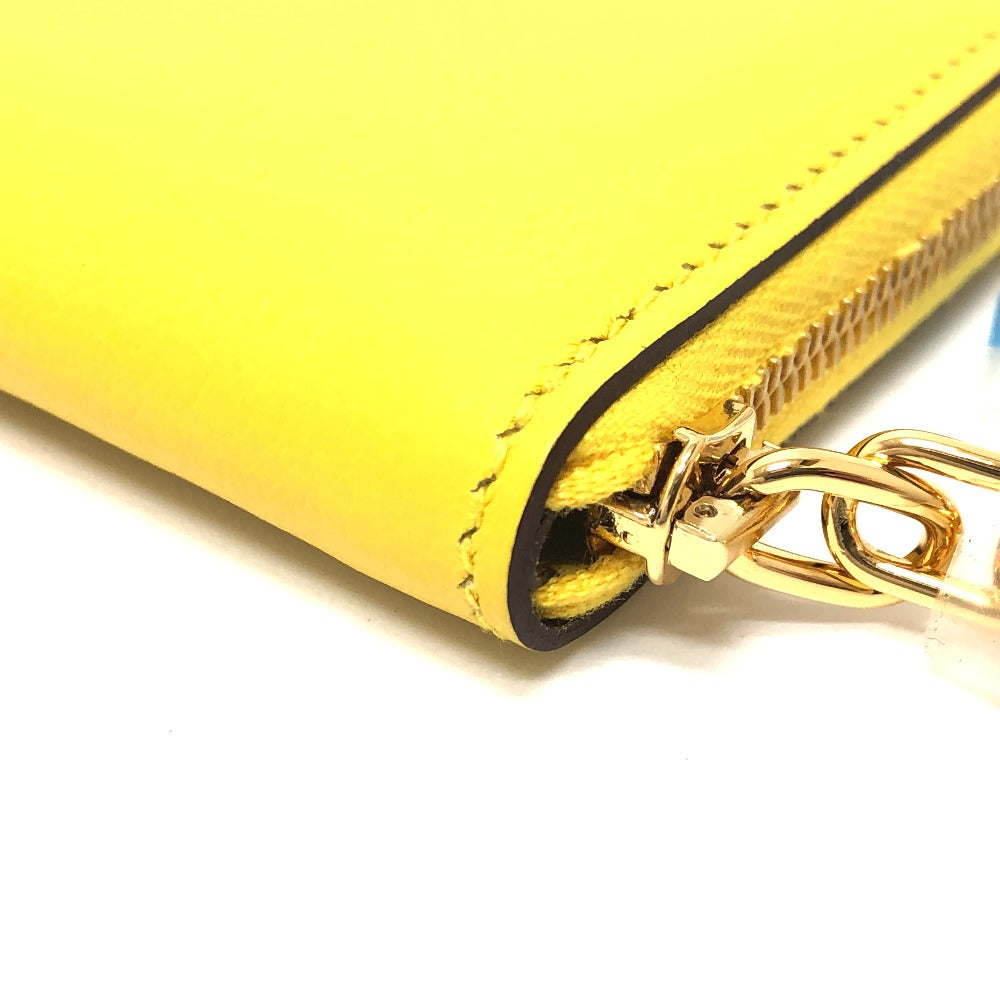 HERMES Card Case Evercolor yellow Chene Dunkle Zip Angor unisex(Unisex) Used Authentic