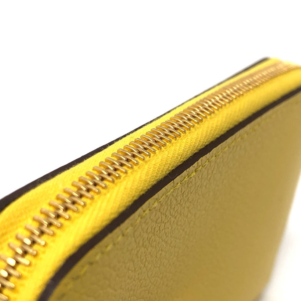 HERMES Card Case Evercolor yellow Chene Dunkle Zip Angor unisex(Unisex) Used Authentic