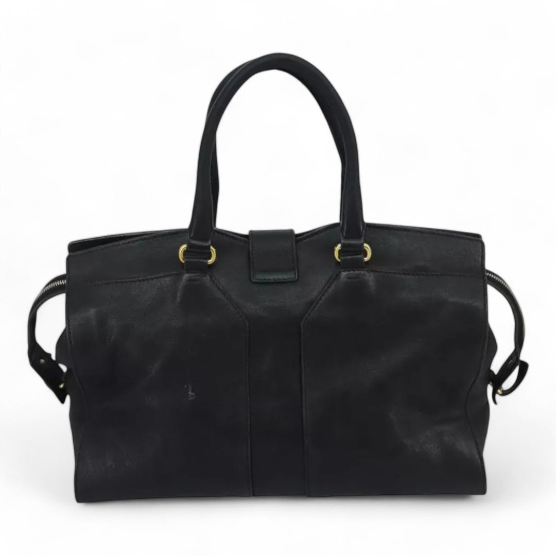 Saint Laurent Cavas Chic Handbag Leather Black Gold