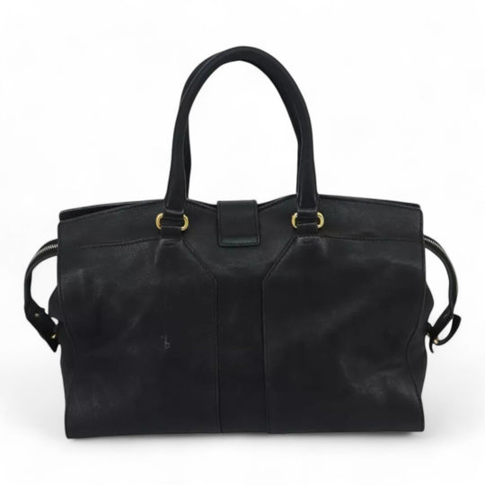 Saint Laurent Cavas Chic Handbag Leather Black Gold