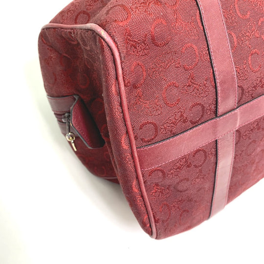 CELINE Boston Duffel bag Canvas / leather Red C Macadam Carriage vintage Women Used Authentic